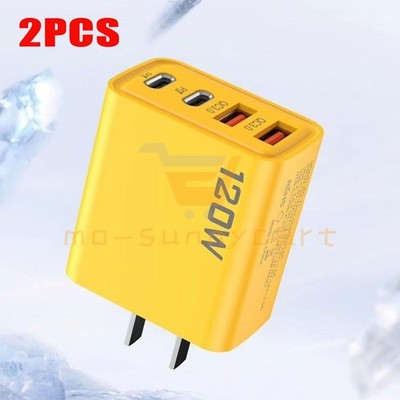 2PCS 120W 4-Port USB C Fast Wall Charger Block For All Cell Phone iPad lot