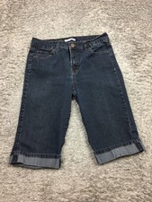 BandolinoBlu Capri Jeans Womens Size 8 Blue Denim Cuffed Dark Wash
