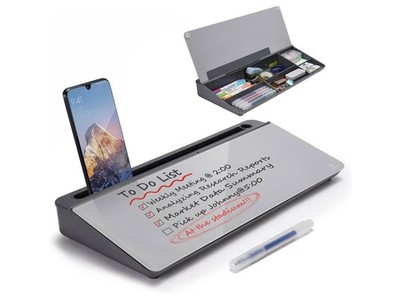 Desktop Whiteboard Dry-Erase-Board - Computer 16''W x 3''H, Gray