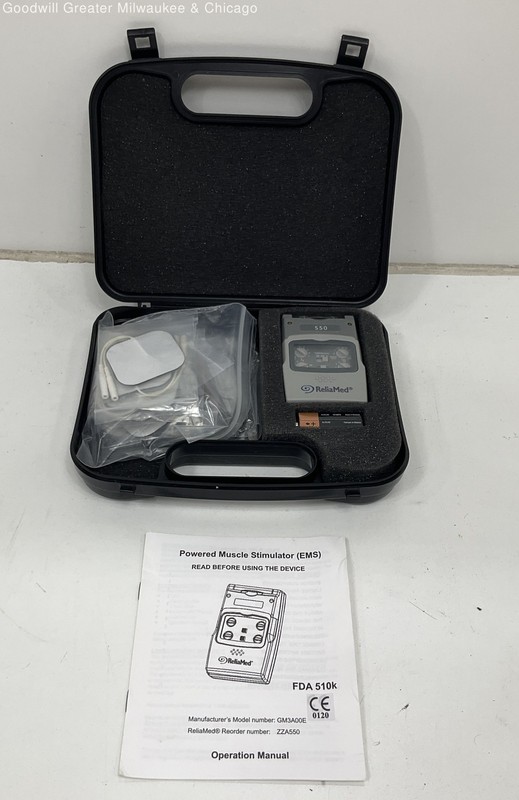 ReliaMed Gray Powered Muscle Stimulator 550 Analog EMS Unit ZZA550 TENS