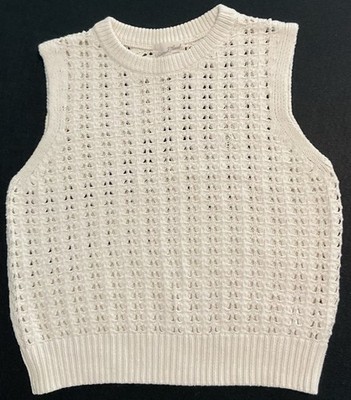 Universal Thread Womens Size Small Cream Textured Knit Sweater Vest Cotton Blend
