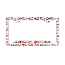 Xoxo Kisses Metal License Plate Frame Valentine Heart Pattern