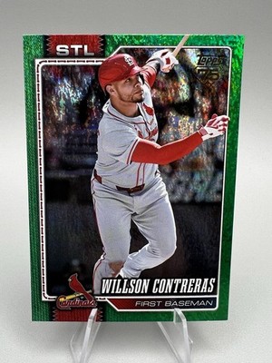 2026 Topps Series 1 #180 Willson Contreras GREEN HOLO FOIL 97/99 Cardinals