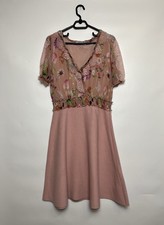 Dress Blumarine Floral Pattern Embroidered V-...