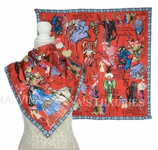 CHRISTIAN LACROIX SILK SCARF COUTURE SKETCH PRINT FOULARD SQUARE 26" x 26"