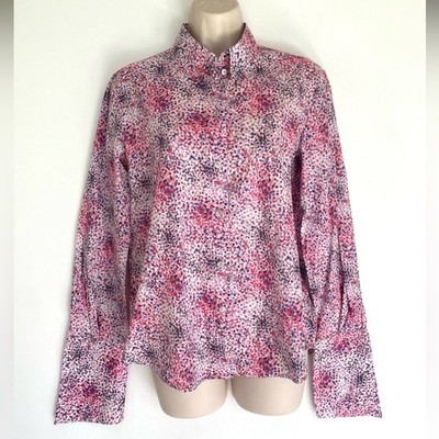 Jil Sander Pink Watercolor Print Button Down Shirt Women s 38 Made in Italy