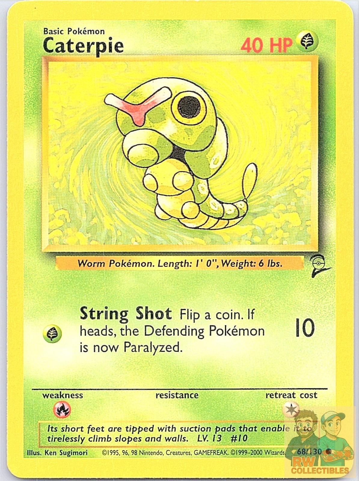 Caterpie 68/130 Common Base Set 2 Pokemon Lightly Played