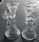 Vintage Selenium Clear Depression Glass Cherub Candlestick 6-3/4" — photo 2