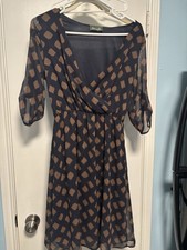 Maude Chiffon Fit & Flare Dress button sleeve Size S