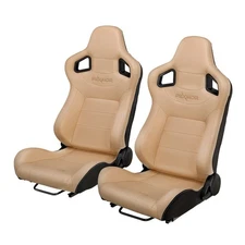 2Pcs Reclinable Universal Racing Bucket Seats PU Carbon Leather