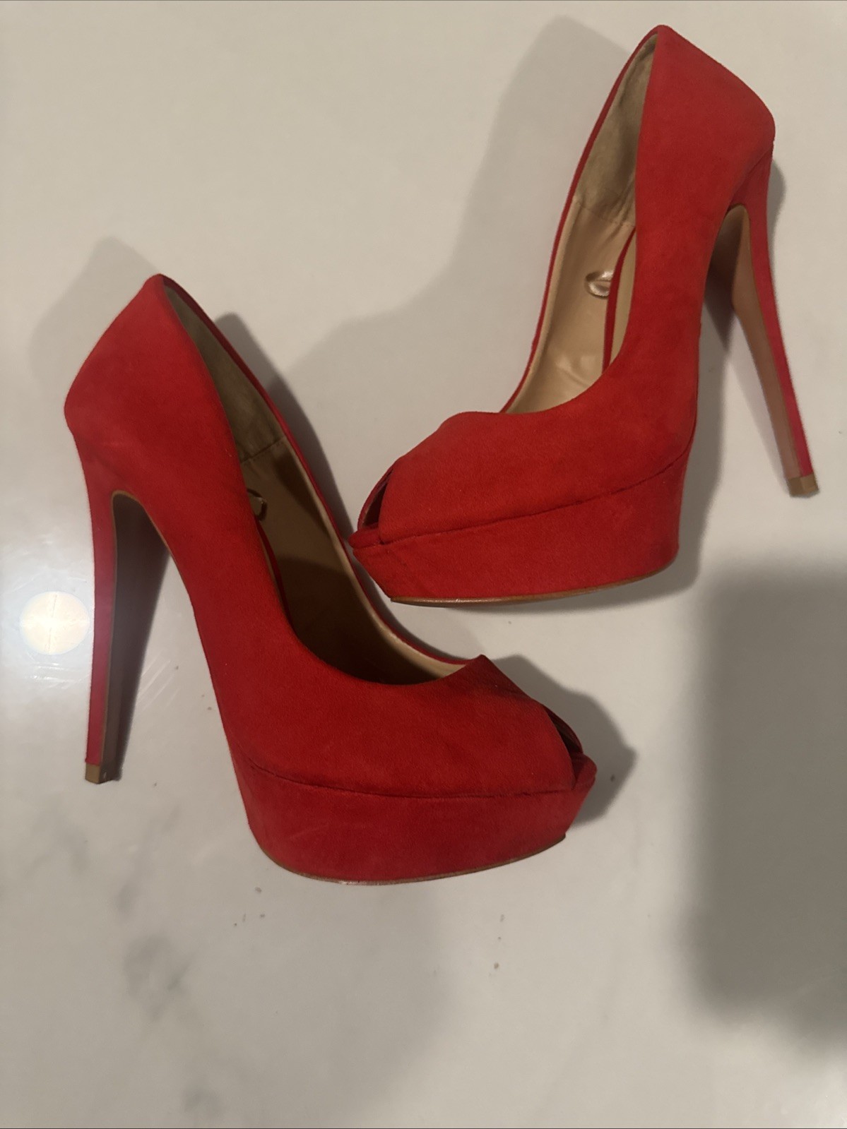 Zara Basic Red Suede High Platform Heels Stiletto… - image 11