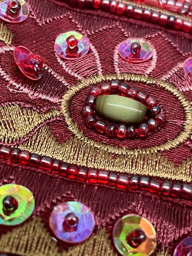 Far Nine Evening Bag Beaded Sequin Red Boho Handmade Women's Clutch Purse - Picture 14 of 16