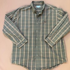 Carhartt Men's Long Sleeve Button Down Shirt Green Brown Plaid Large Cotton Work