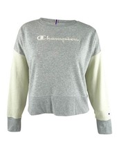 Champion Women's Heritage Cotton Mixed-Texture Sweatshirt S, Oxford Grey 