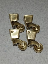 Set of 4 Vintage Brass Furniture Castors Wheels Cabinet Sofa Feet
