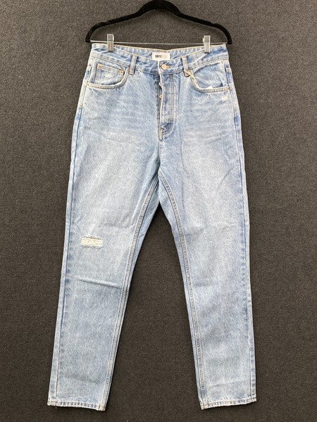 Bayse Denim Tyler Mum Womens Mom Jeans Blue Distressed Button Fly Size 12 NWT