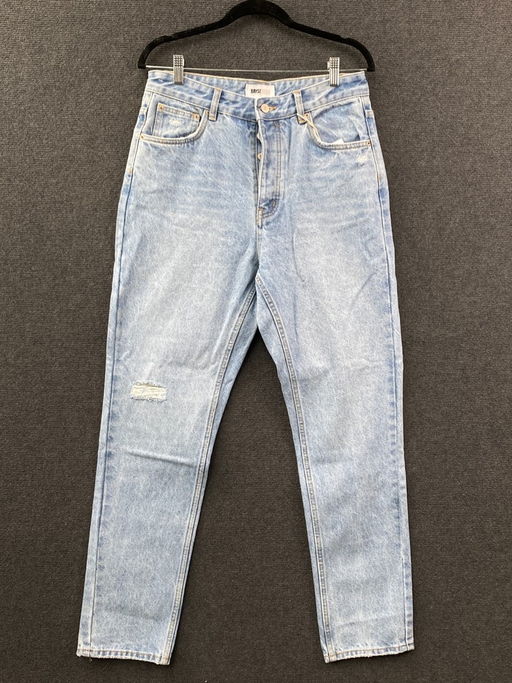 Bayse Denim Tyler Mum Womens Mom Jeans Blue Distressed Button Fly Size 12 NWT