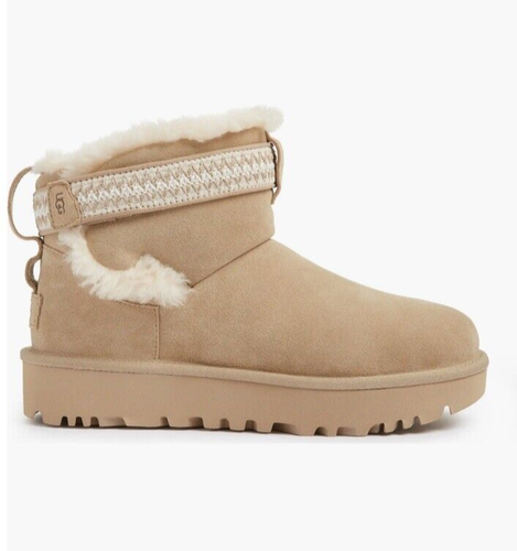 UGG CLASSIC ULTRA MINI ALPSEY MUSTARD SEED/BIRCH SIZE 9M - Picture 6 of 7