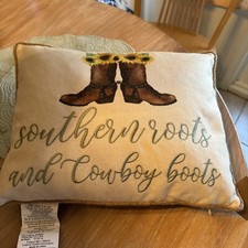 Western Boot And Sunflower Pillow Decor