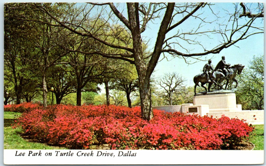 Postcard - Lee Park on Turtle Creek Drive, Dallas, Texas