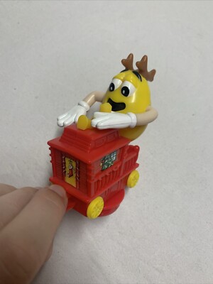 Yellow M&M Holiday Christmas Train Car Figure Caboose Connectable Series 1