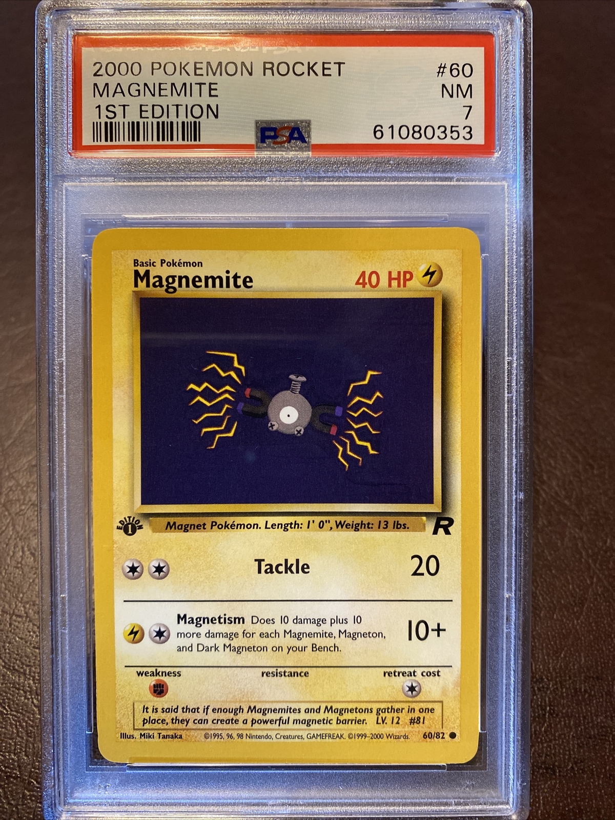 2000 Pokemon Team Rocket 1st Edition Magnemite 60/82 PSA 7