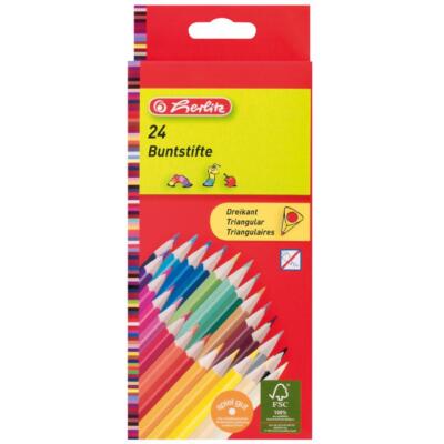 herlitz Dreikant-Buntstifte, 24er Karton-Etui