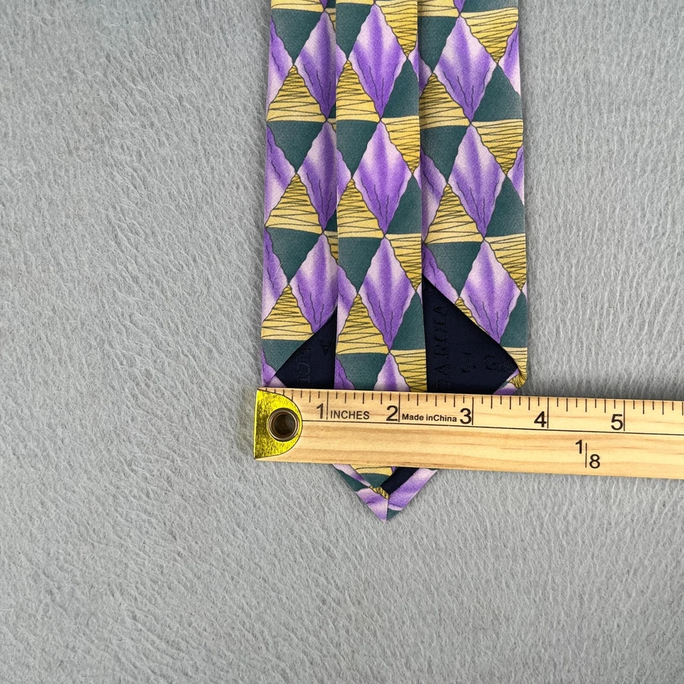 J Garcia галстук шелк фиолетовый цветной геометрический сделано в США - Изображение 4 из 4