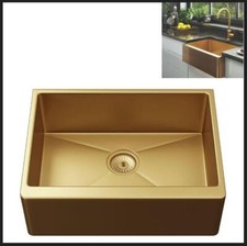 Gold Belfast Farmhouse Butler Style Kitchen Sink Inc Waste 600m x 450mm x 200mm
