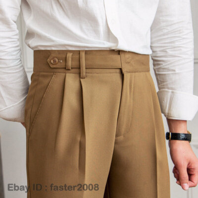 Men Gurkha Business Naples High Waist British Straight Dress Pants Trousers HOT
