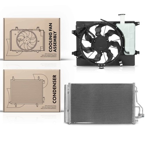 AC Condenser & Cooling Fan w/ Shroud Kit for Hyundai Elantra 2011-2013 L4 1.8L - Picture 9 of 9
