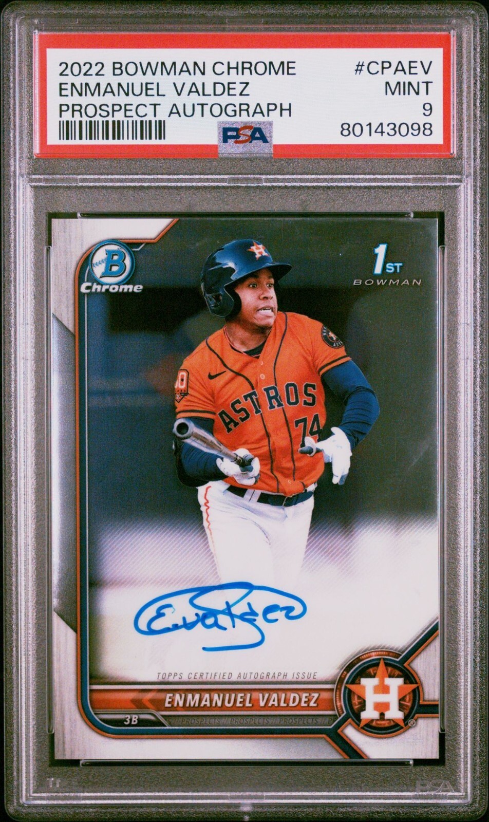 2022 Bowman Chrome Prospect Autograph #CPA-EV Enmanuel Valdez PSA 9 MINT AUTO