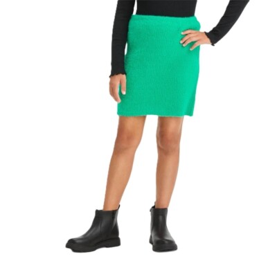 Art Class Girls' Ribbed & Fuzzy Super Soft Green Sweater Skirt -- Large 10/12