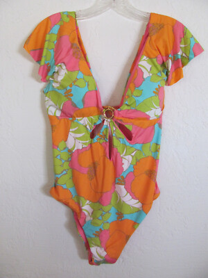 ペッパー様 Trina Turk Playa De Flor Floral 1 Piece Maillot Swimsuit- Size 14
