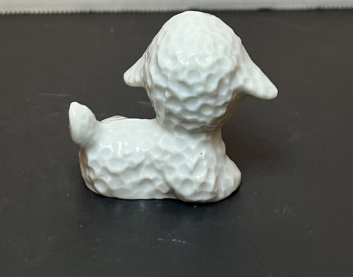 LAMB Sheep Figurine Anthropomorphic Applied Flower JAPAN Vintage PORCELAIN Mini - Picture 6 of 7