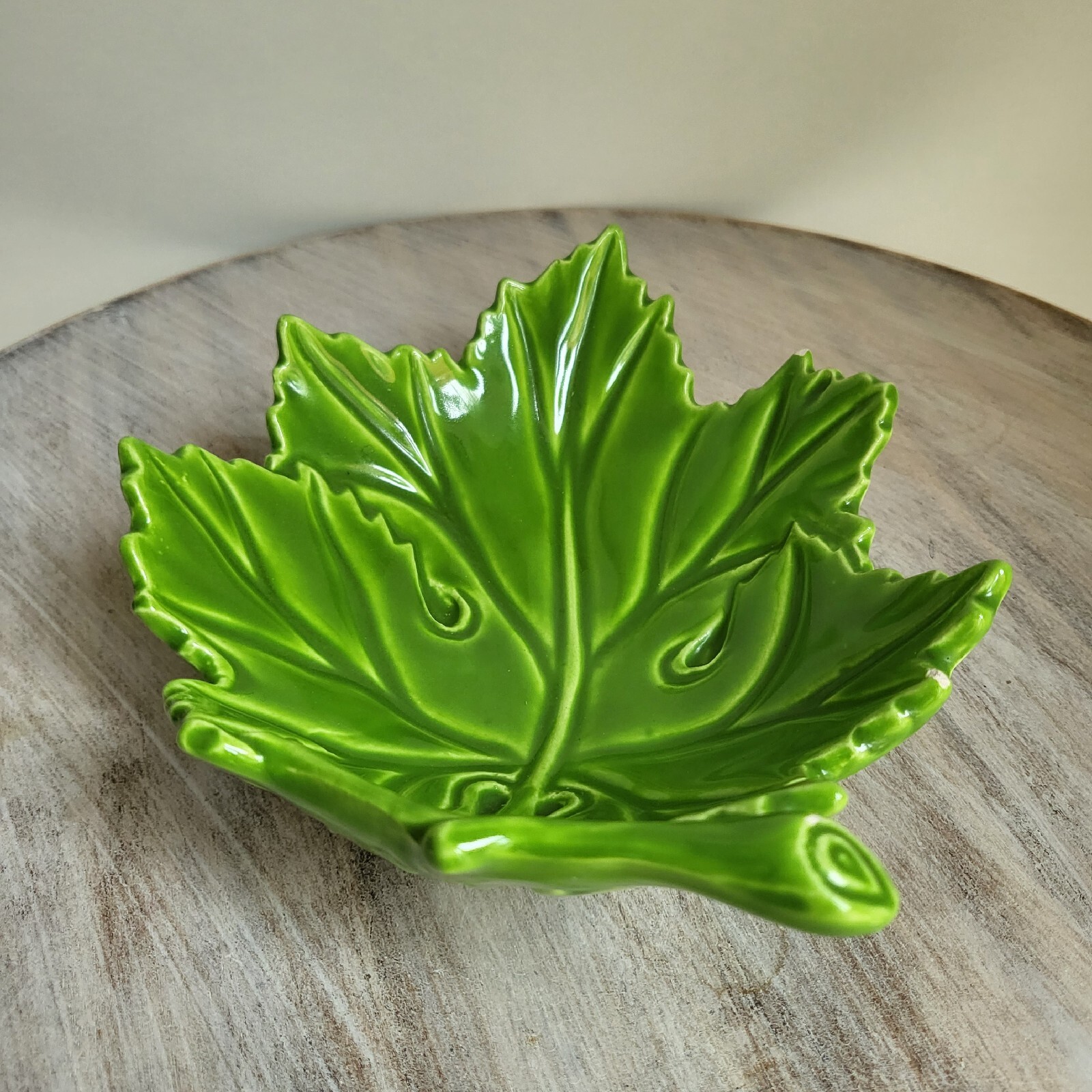 Vintage Green Majolica Vine Leaf Grape Bowl Made in Italy Signed eBay