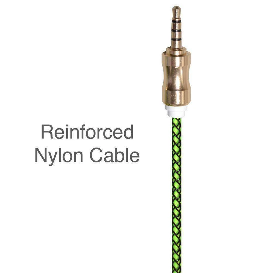 2 x 3.5mm 3ft BRAIDED Quality Stereo AUXILIARY CORD Male to Male Audio Cable - Image 3 of 4