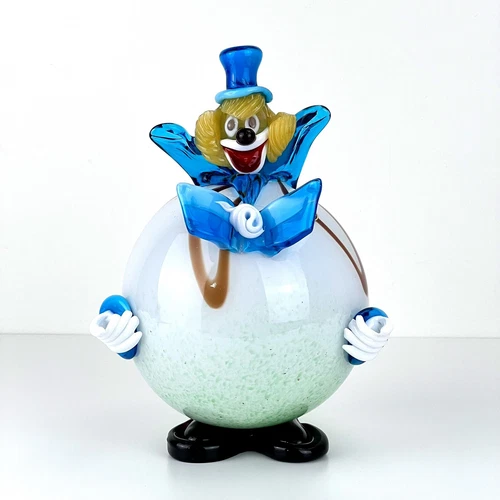 Vintage Murano Hand Blown Art Glass Circus  Clown Figurine Made In Italy