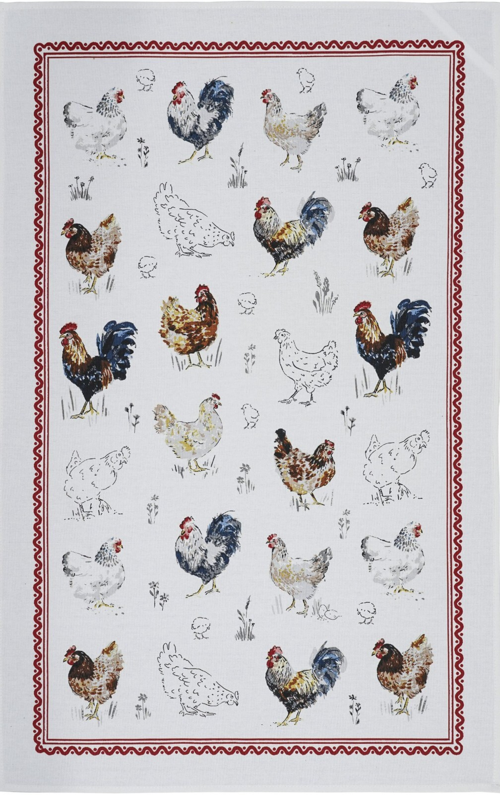 Ulster Weavers, ""Farm Birds"", Printed recycled cotton tea towel.