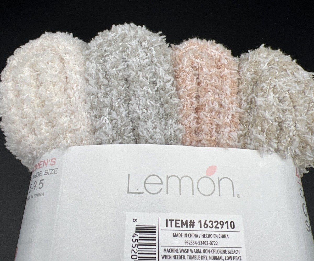 You 4 Pair Lemon Brand Cozy Crew Ladies' Socks Fuzzy Warm Socks Size 5