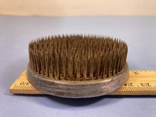 VTG Flower Frog Ikebana Enameled Brass Green Metal 3  Japanese Arrangement Box