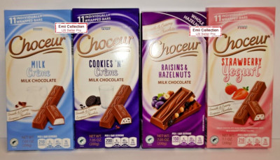 Choceur Milk Crème, Hazelnut Crisp, Raisin Nut, Strawberry Yogurt 7.1oz (4 Bars)