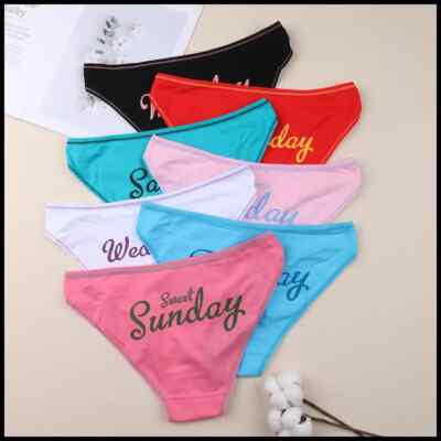 7 Pcs for 7 Days Women Sexy Cotton Panties Print  A Week Briefs Female Underware