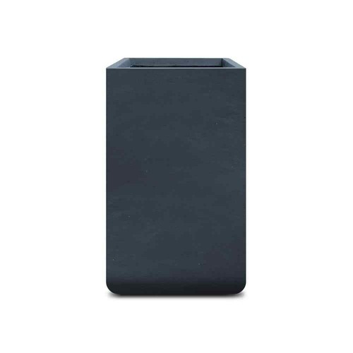 23.6 in. H Square Charcoal Concrete & Fiberglass Tall Planter, Lightweight