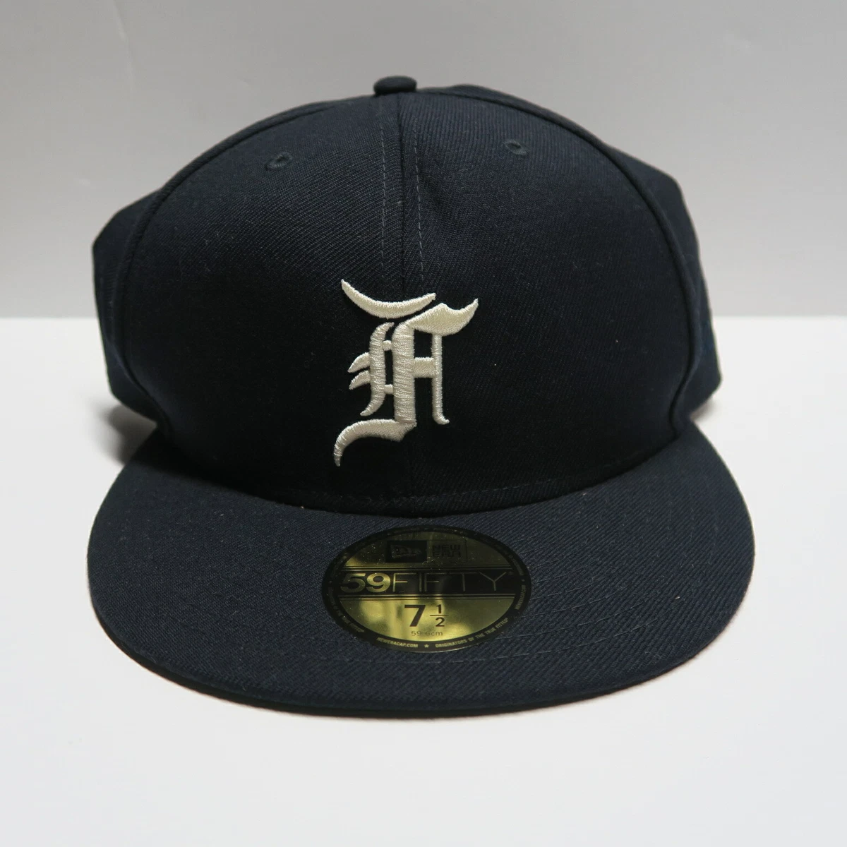 New Era 59Fifty Fear Of God FOG Detroit NY Hat Cap 7 1/2 Navy Supreme Navy Blue