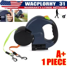 Dual Dog Retractable Reflective Leash 360 Swivel Multifunctional Dual Pet Leash