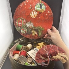 Ex LG Tin Full Of Vintage Sewing Supplies   
