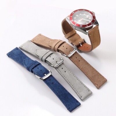 Premium Stitching Brushed Genuine Leather Strap Quick Release Watch Band 20/22mm