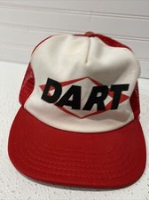 Vintage Hat DART Meshback Snapback Trucker Cap Red White One Size USA Made