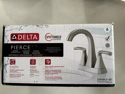 Delta Pierce 4 in. Centerset 2-Handle Bathroom Faucet in SpotShield Brushed Nick